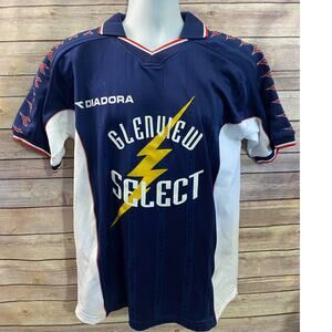 Men’s Vintage Diadora Blue Soccer Jersey Adult Size Medium Glenview Select